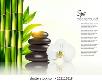 Spa background with bamboo and stones.Vector
