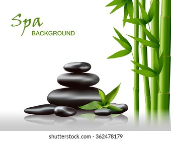 Spa background with rocks and bamboo, vector