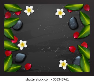  spa background. spa background with tropical flowers. Summer tropical green leaves