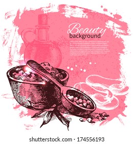Spa background. Vintage hand drawn sketch illustration