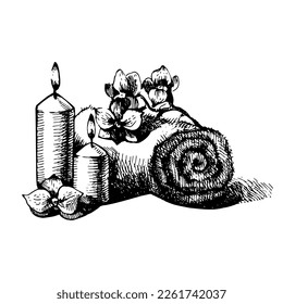 Spa background. Vintage hand drawn sketch illustration