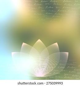 Spa backgrounds with inscriptions of Spa and Relax on blurred background and lotus.
