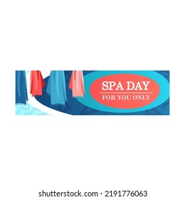 Spa banner design with towels. Bright modern leaflet with rolled and stacked towels. Spa and relaxation concept. Template for poster, promotion or web design