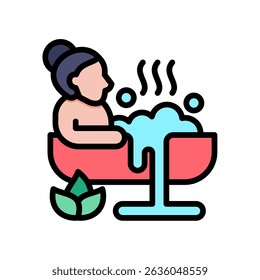 Spa Bath Icon Lineal Color Vector Illustration