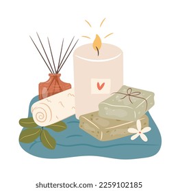 Spa bath relaxation concept, vector illustration 