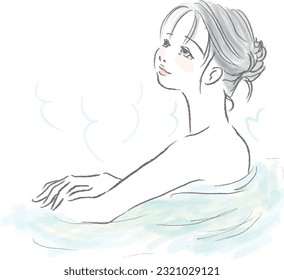 Vector hecho a mano por una mujer bañadora de spa