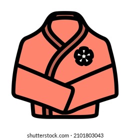 Spa Bathrobe Icon. Flat Color Design. Vector Illustration.