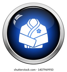 Spa Bathrobe Icon. Glossy Button Design. Vector Illustration.