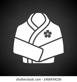 Spa Bathrobe Icon. White on Black Background. Vector Illustration.