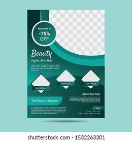 Spa Beauty Care Flyer. Spa Wellness Business Template. Vector Brochure Poster Withe Seashells. Vector Illustration Design.