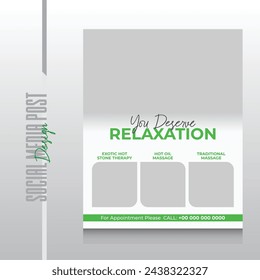 Spa and beauty care social media post or flyer template design