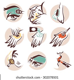 spa, beauty and cosmetic, vector emblems collection