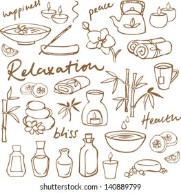 Spa & beauty doodle icons set