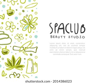 Spa and Beauty Hand Drawn Design for Promo Card Vector Template