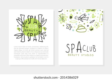 Spa and Beauty Hand Drawn Design for Promo Card Vector Template