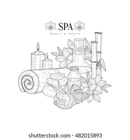 Spa Beauty And Health Care Hand Drawn Realistic Sketch