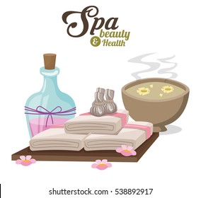 spa beauty and health with water bowl flower compress and towels