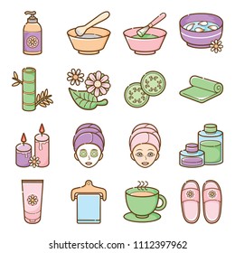 spa and beauty icon set