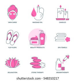 Spa and beauty icons set