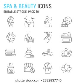 SPA and beauty line icon set, health collection, beauty procedures vector graphics, logo illustrations, relaxing treatments vector icons, spa signs, outline pictograms