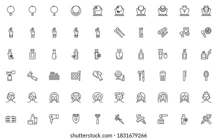 Spa & Beauty line icons set. linear style symbols collection, outline signs pack. Cosmetology, skin care vector graphics. Set includes icons as