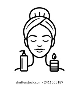 Icono web del vector de línea de belleza y spa EPS10