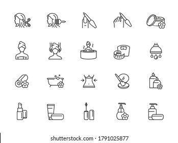Spa & Beauty - minimal thin line web icon set. Outline icons collection. Simple vector illustration.