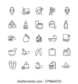 Spa And Beauty Outline Icons For Your Design