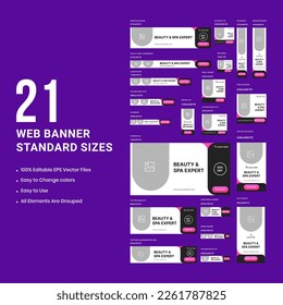Spa and beauty parlor services web set banner template design