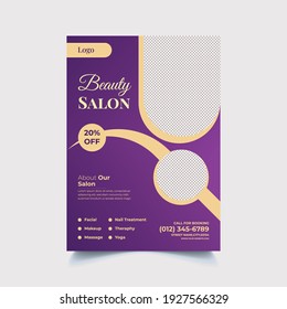 Spa Beauty Salon Flyer or Hair Salon Flyer Print Ready Editable Template Design Suitable For Brochure cover Design