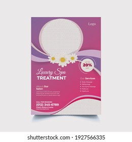 Spa Beauty Salon Flyer or Hair Salon Flyer Print Ready Editable Template Design Suitable For Brochure cover Design