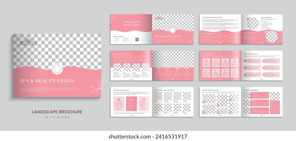 spa and beauty salon landscape brochure design template