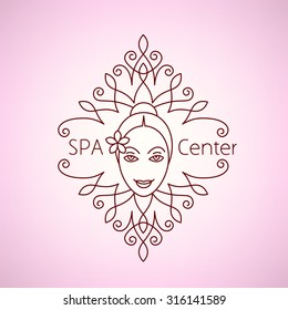 Spa beauty salon wellness center icon logo. Vector illustration.
