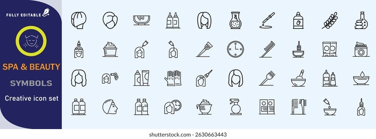 SPA AND BEAUTY SALOON ICON SET