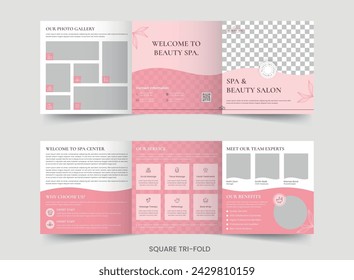 Spa Beauty Saloon Square Trifold Brochure Template Design