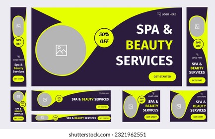 Spa and beauty services web set banner template design for social media posts, hair style beauty salon web bundle banner template, fully customizable vector eps 10 file format