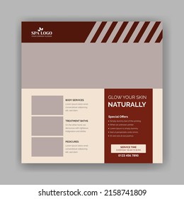 Spa and beauty square banner template. Promotion social media post