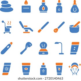 Spa and beauty therapy vector icon set for cosmetic wellness treatment design and skincare products