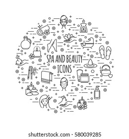 spa and beauty thin line icons