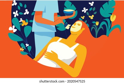 Spa beauty treatment illustration concept vector 