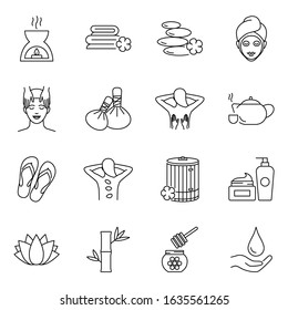 SPA and beauty vector icons cset outline style