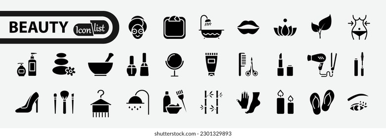 Spa , Beauty -web icon set. Outline icons collection. Simple vector illustration. woman beauty symbol or logo.