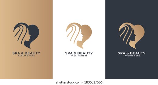 spa and beauty women logo design set