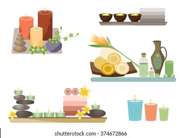 Spa and body care icons flat set,Vector illustrations