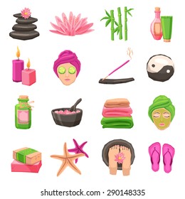 Spa and body therapy decorative icons set with isolated vector illustration