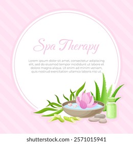 Spa Body Treatment Banner Design with Oil and Aromatherapy Vector Template