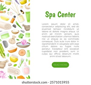 Spa Body Treatment Banner Design with Oil and Aromatherapy Vector Template