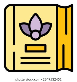 vector de contorno de icono del libro de spa. Automente. Color del alma del masaje plano