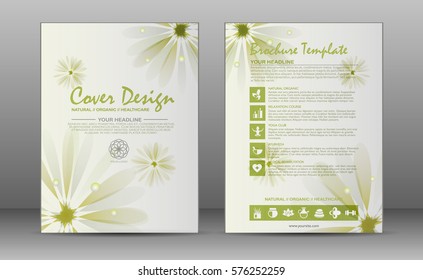 Spa brochure template design with an elements of ayurvedic, natural organic and alternative medicine treatments topic