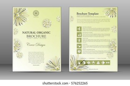 Spa brochure template design with an elements of ayurvedic, natural organic and alternative medicine treatments topic